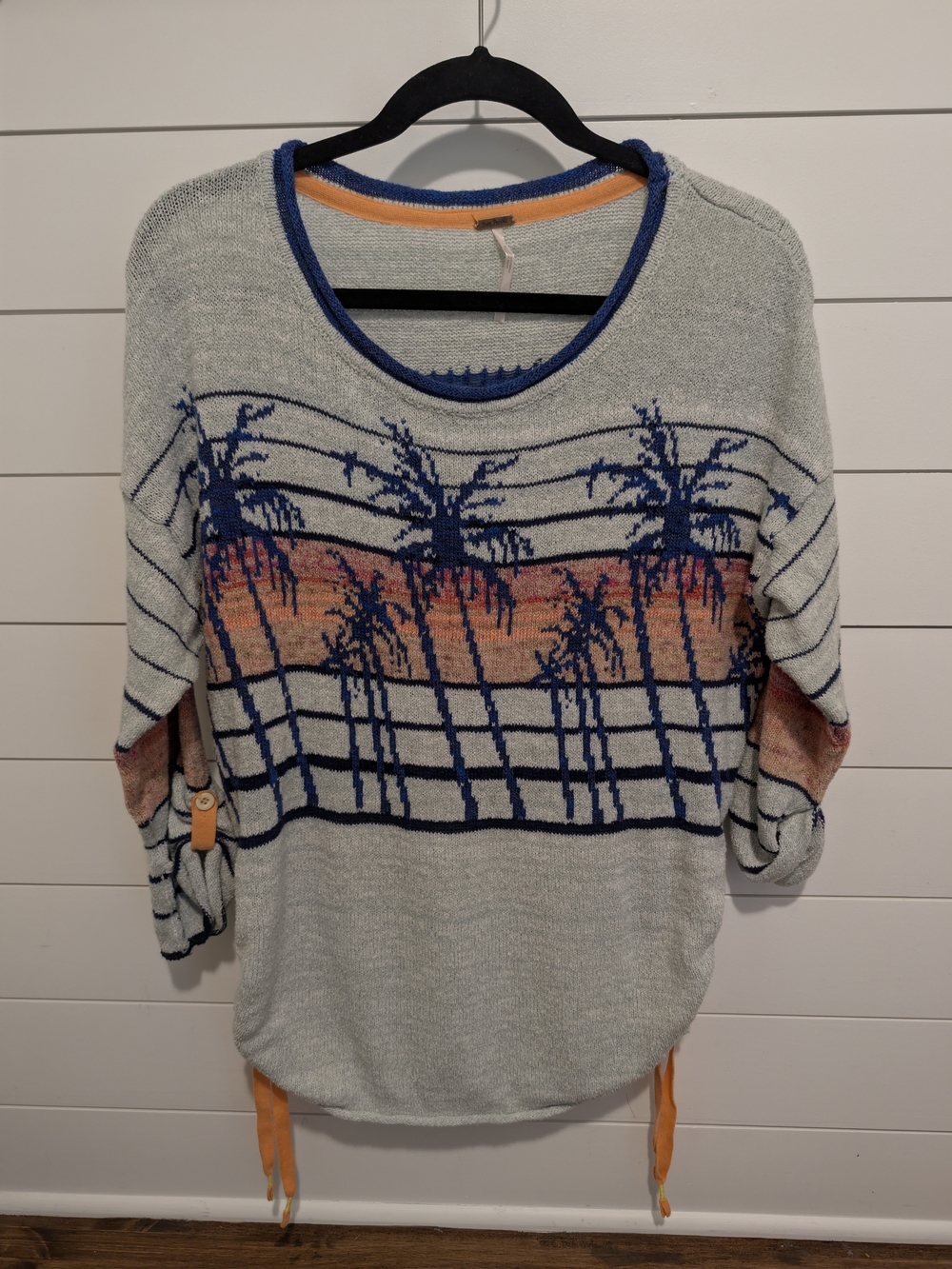 Free People Cotton Knit Pullover Sweater Lightweight Metal Tag Oversized XS